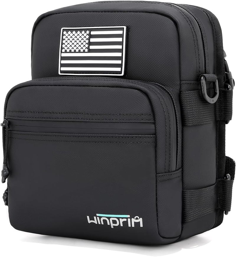 WINPRIM Handlebar Storage Bag for Motorcycles Bicycle, Perfect for Motorcycle Riders Gift Versatile Handlebar Pack Compatible with Dirt Bike Tank Bag Sissy Bar Bag Alternative for Small Items (Bright Black) - Image 1